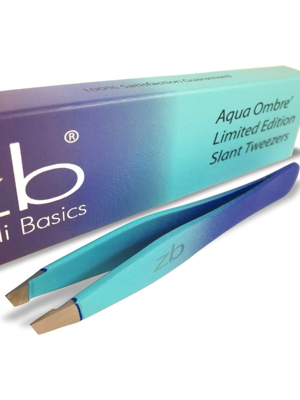 Aqua Ombré Slant Tweezers - Precision Eyebrow & Hair Removal Tool - Limited